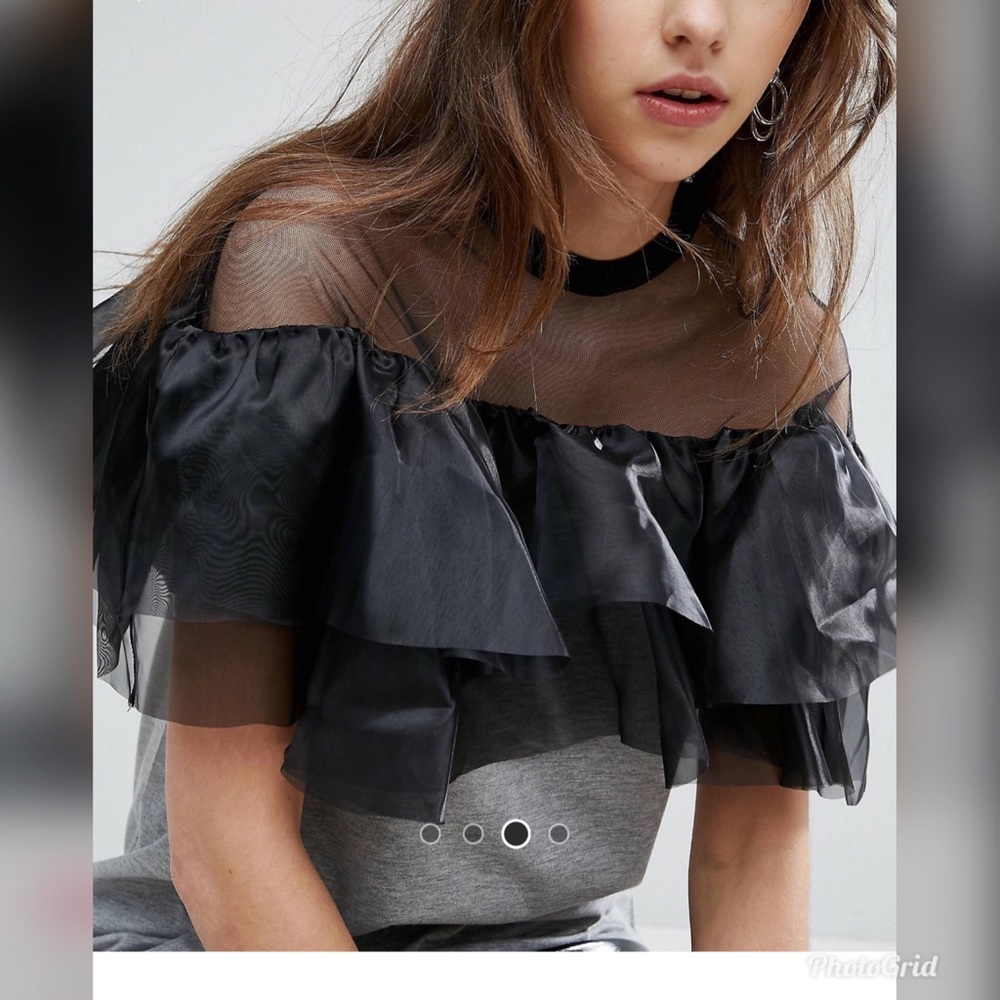 ASOS T-shirt with mesh and ruffle details